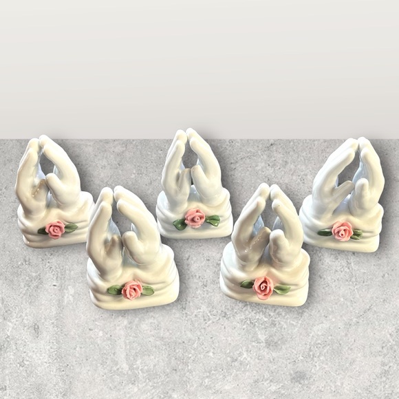 Vintage Lot/5 Praying Hands Ceramic Bundle/5 Centerpiece Craft - Picture 4 of 15